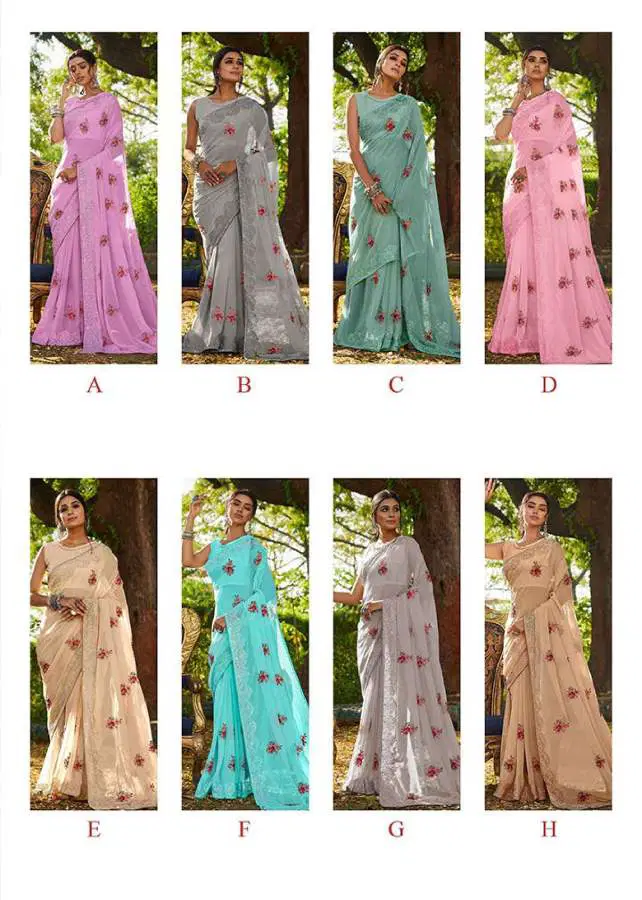 Shangrila Nikhar Stylish Fancy Designer Festive Wear Georgette Embroidery Saree Collection